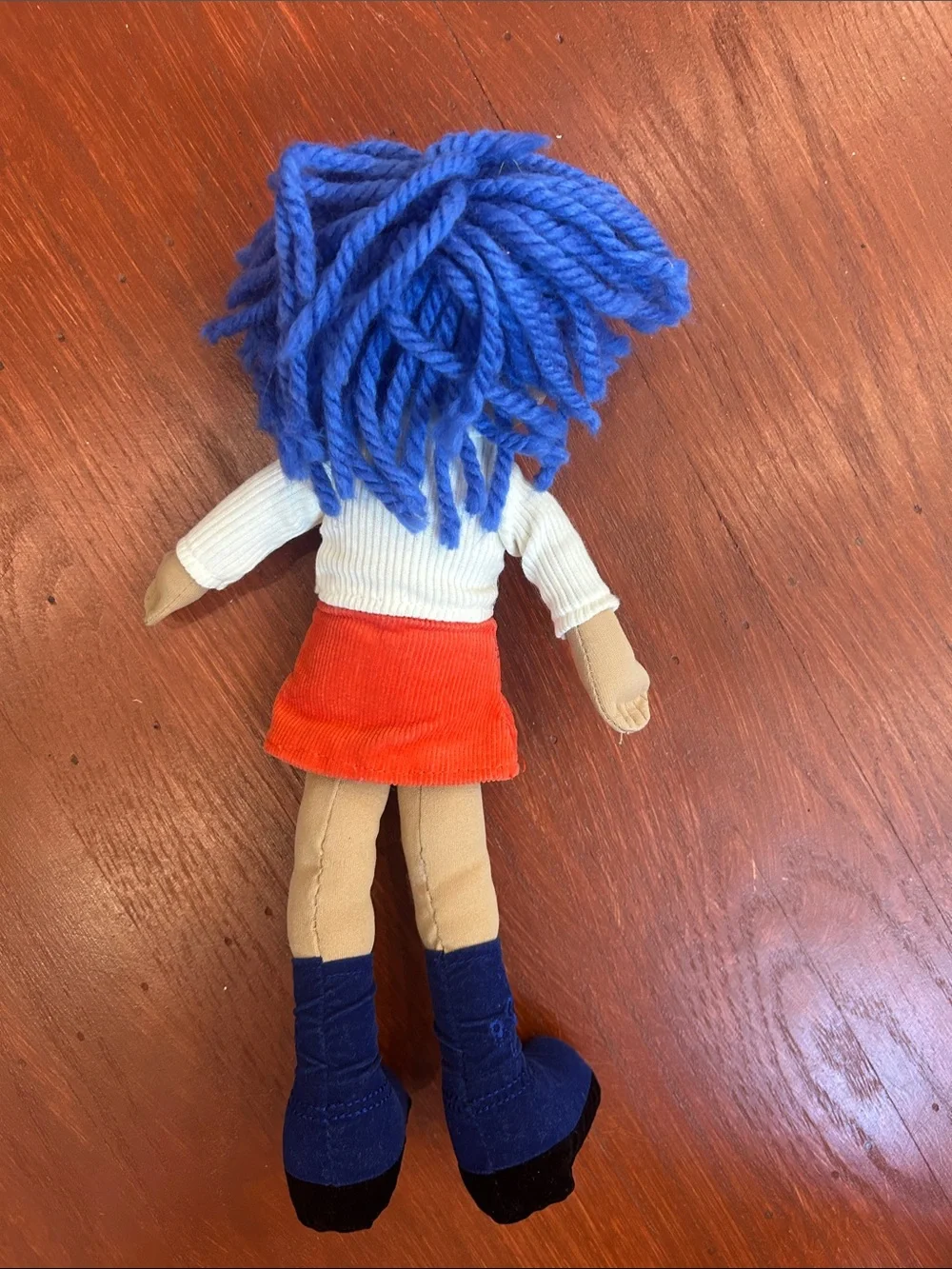 The Children's Place Blue Hair Plush Doll with Orange Skirt and White Top